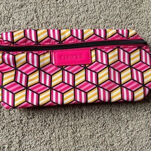 Clinique Pink and Yellow Geometric Cosmetic Bag